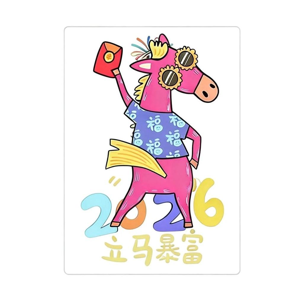 Cartoon Horse Chinese New Year Window Stickers Electrostatic Multicolor Shopwindow Stickers Zodiac Horse Year Double Side