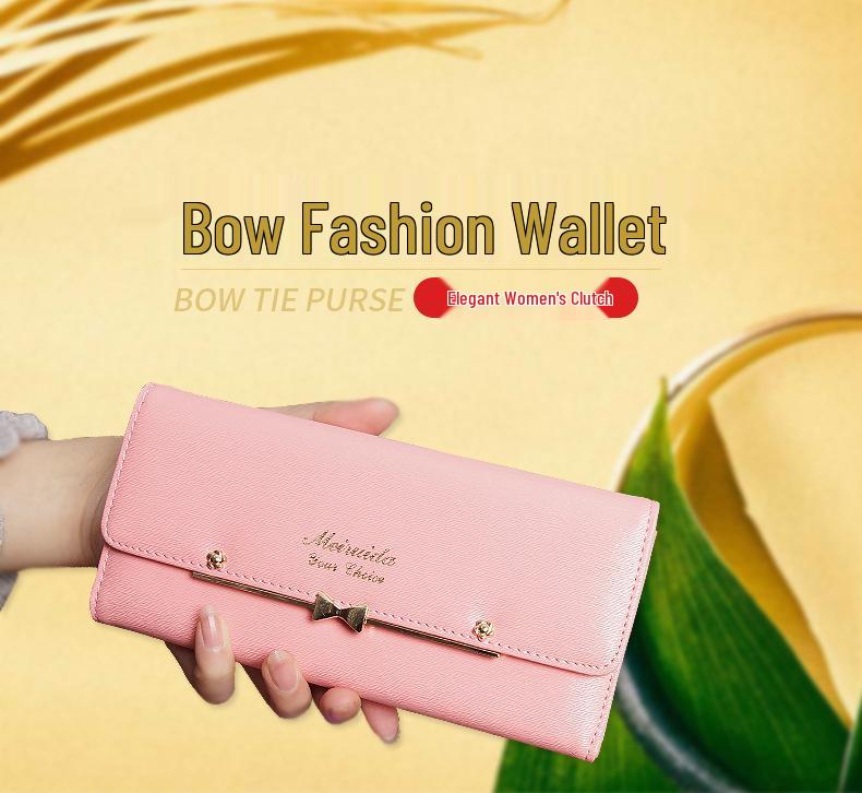 2025 Korean Style Cute Bow Buckle Ladies' Wallet with Rivets