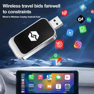 Mini CarPlay Wireless Adapter 2 IN 1 CarPlay&Android Auto Bluetooth WiFi Schnelle Verbindung Plug and Play für OEM Kabelgebundenes CarPlay