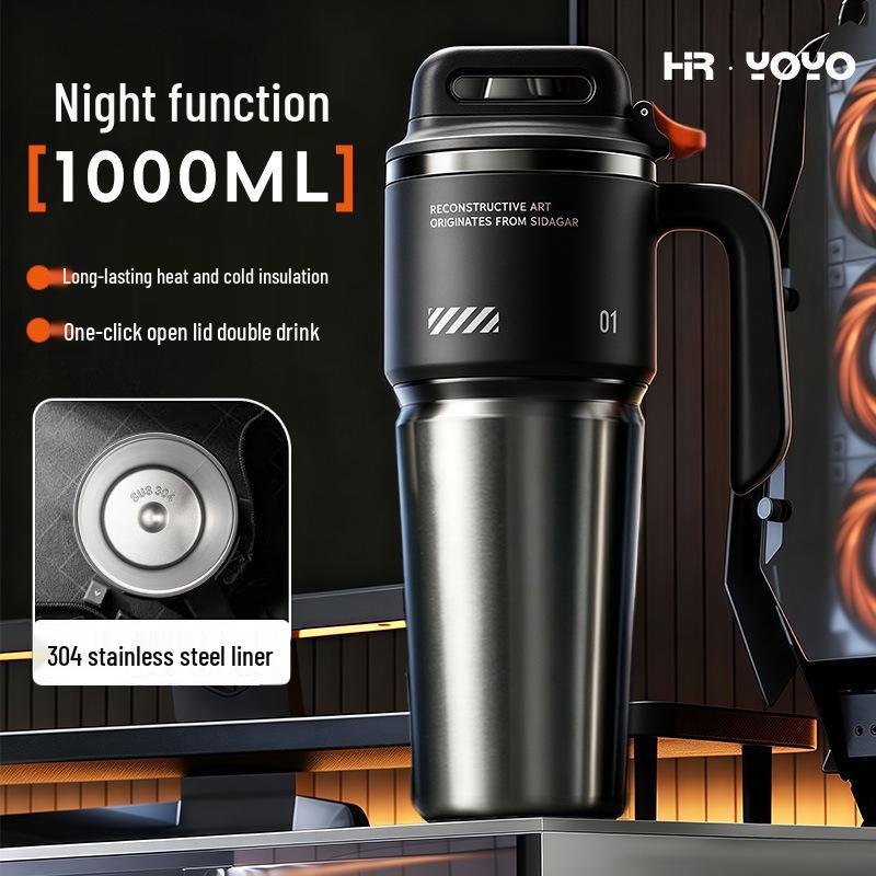 Large Capacity 316 Stainless Steel Insulated Cup with Straw and Portable Handle