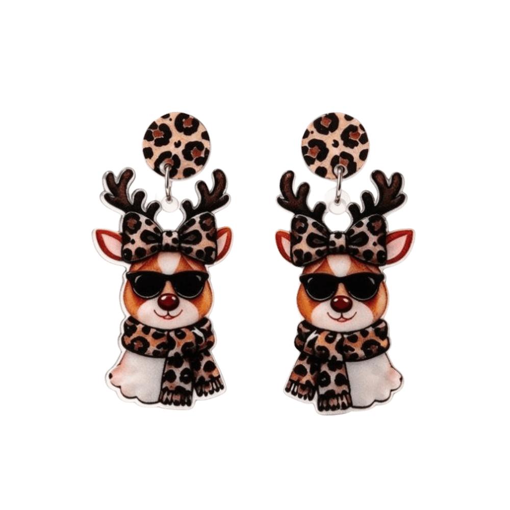 2D Flat Acrylic Christmas Earrings Snowman Ladies' Ear Jewelry Leopard Pendant Earrings Party