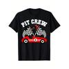Men'S And Women'S Pit Crew Racing T-Shirt - 180Gsm Heavyweight Black Tee with Checkered Flag, Race Car And Pit Crew Logo, Loose Fit for Motorsport