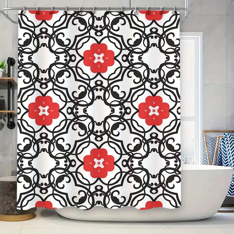 

Elegant Floral Shower Curtain Rustic Boho Style With Peacock Design 3D Printed Waterproof Bath Mat Set For Bathroom Decoration W60H190(CM)-1 Pcs