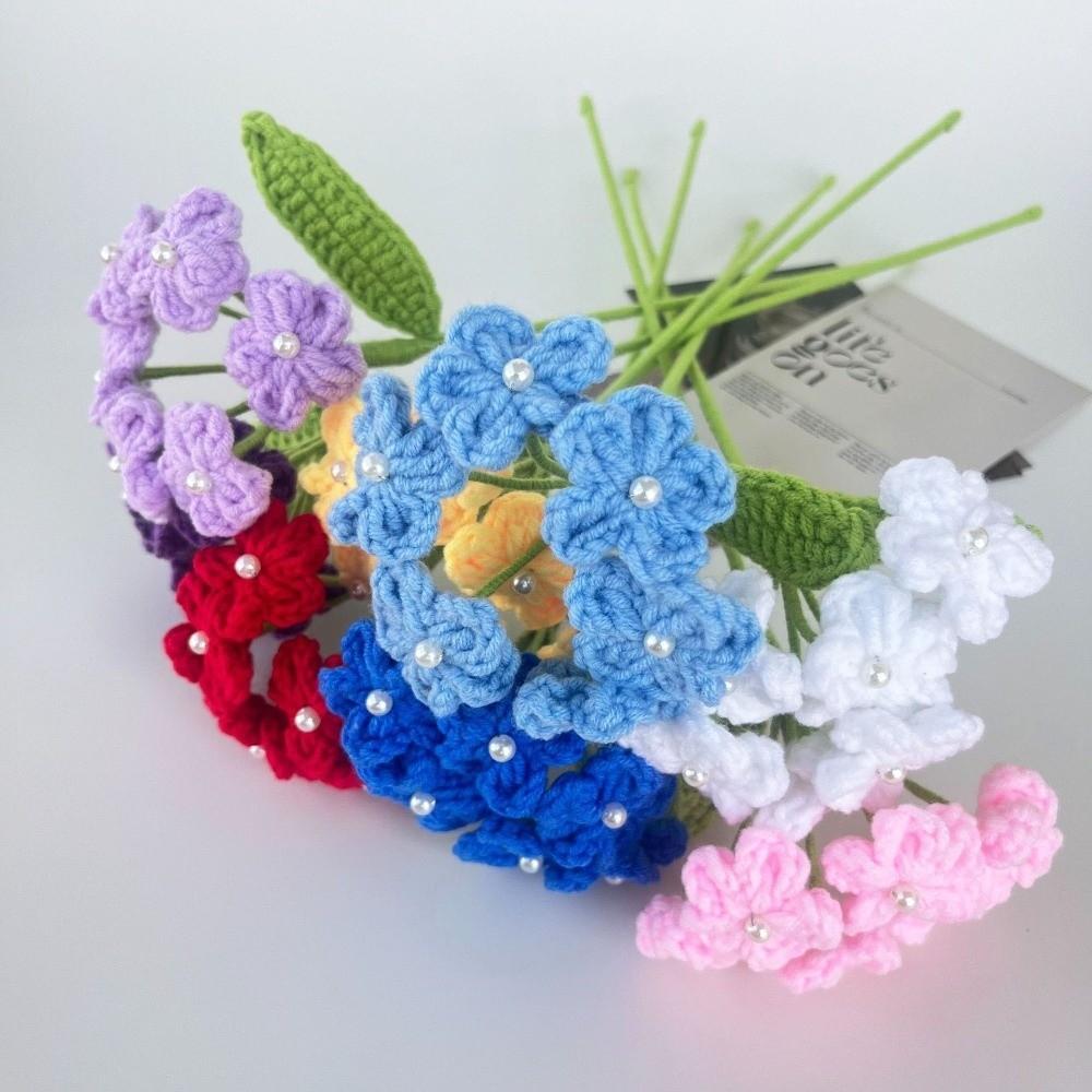 a Bundle of 6 Flowers Handmade Bouquet Artificial Knit Fake Flowers Home Decoration
