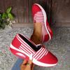 Women's Striped Canvas Slip-On Sneakers with Air-Cushioned Sole
