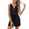 Sleeveless Casual Versatile Summer Jumpsuit with Zipper Pockets