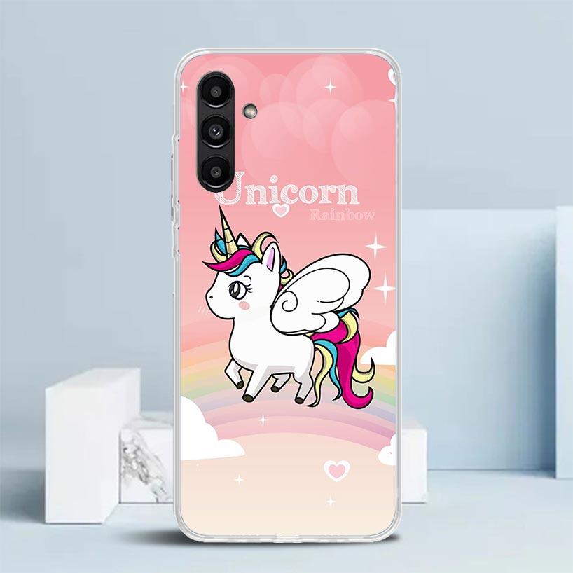 Pink Unicorn Rainbow Phone Case For Samsung Galaxy A17 A37 A57 A16 A15 A14 A13 A56 A55 A54 A53 A36 A35 A34 A33 A26 A25 A24 A23 G