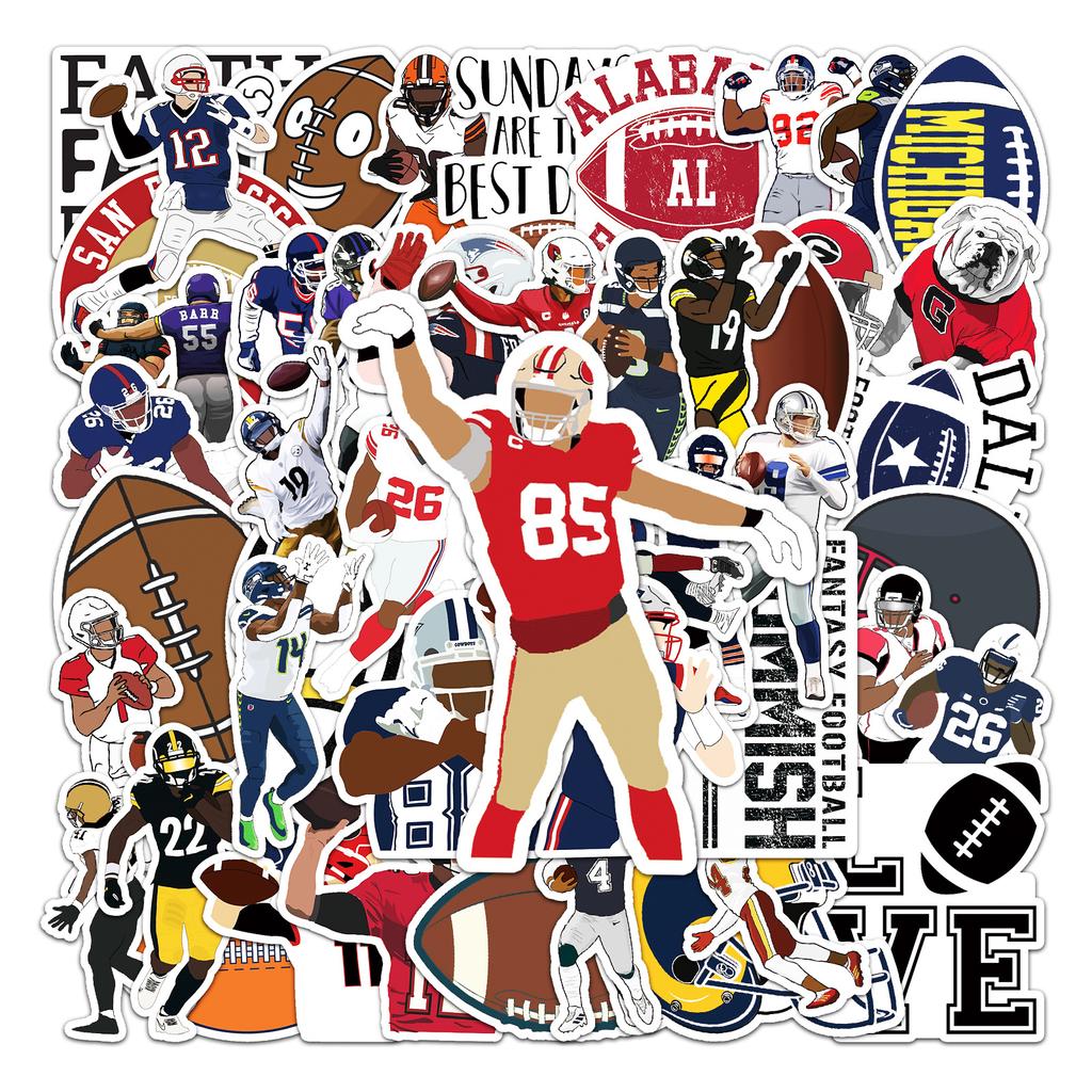 50 Rugby Doodle Personalisiert Sport Kreativ Guka DIY Skateboard Wasserbecher Koffer Aufkleber Wasserdicht