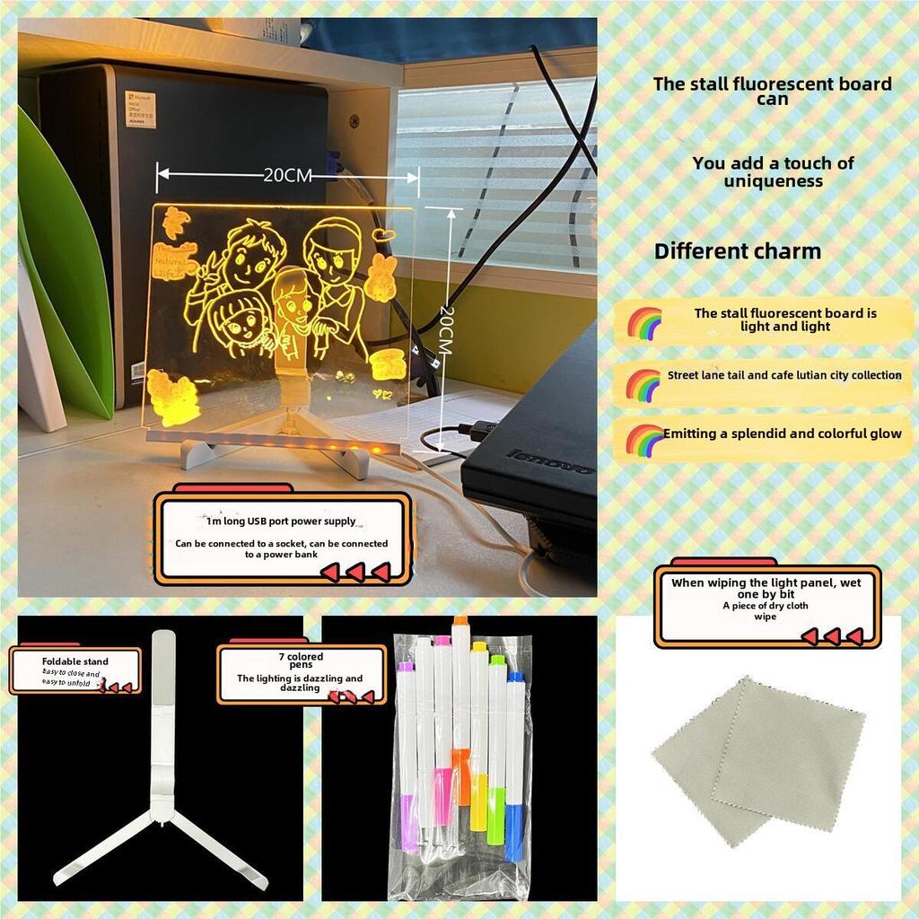Beleuchtete Acryl-Schreibtafel für Kinder – löschbar, eigenständig, Cartoon-Design mit Licht