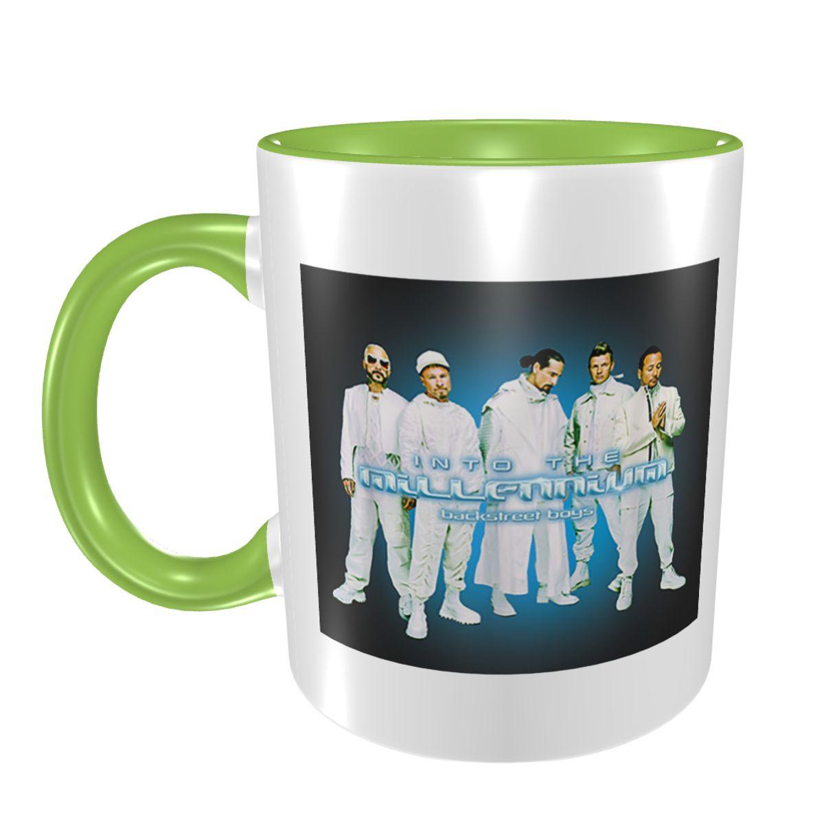 Backstreet Boys Klassische 90er Popmusik Band Fan Tasse Lustige Keramik Kaffeetassen Teetassen Milchbecher Trinkgeschirr Geschenk für Frau Mann One Size grün