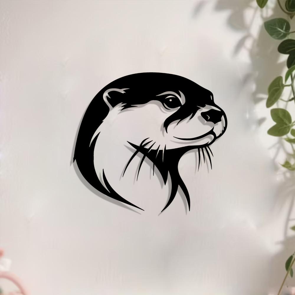 1pc Metal Otter Wall Art Outdoor Garden Decor Weatherproof Sculpture Gift for New Year Easter Otter Lovers Fence Hanging Statue
