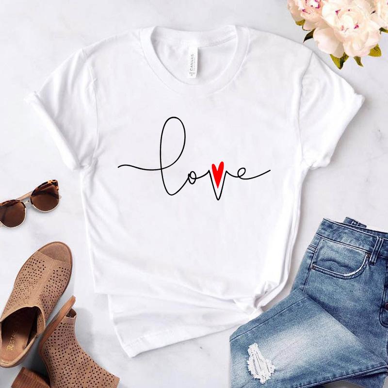 Women Tshirt Harajuku Love Graphic Fashion Female Tee Top White Ladies T-Shirt Casual Streetwear Tee Shirt Femme