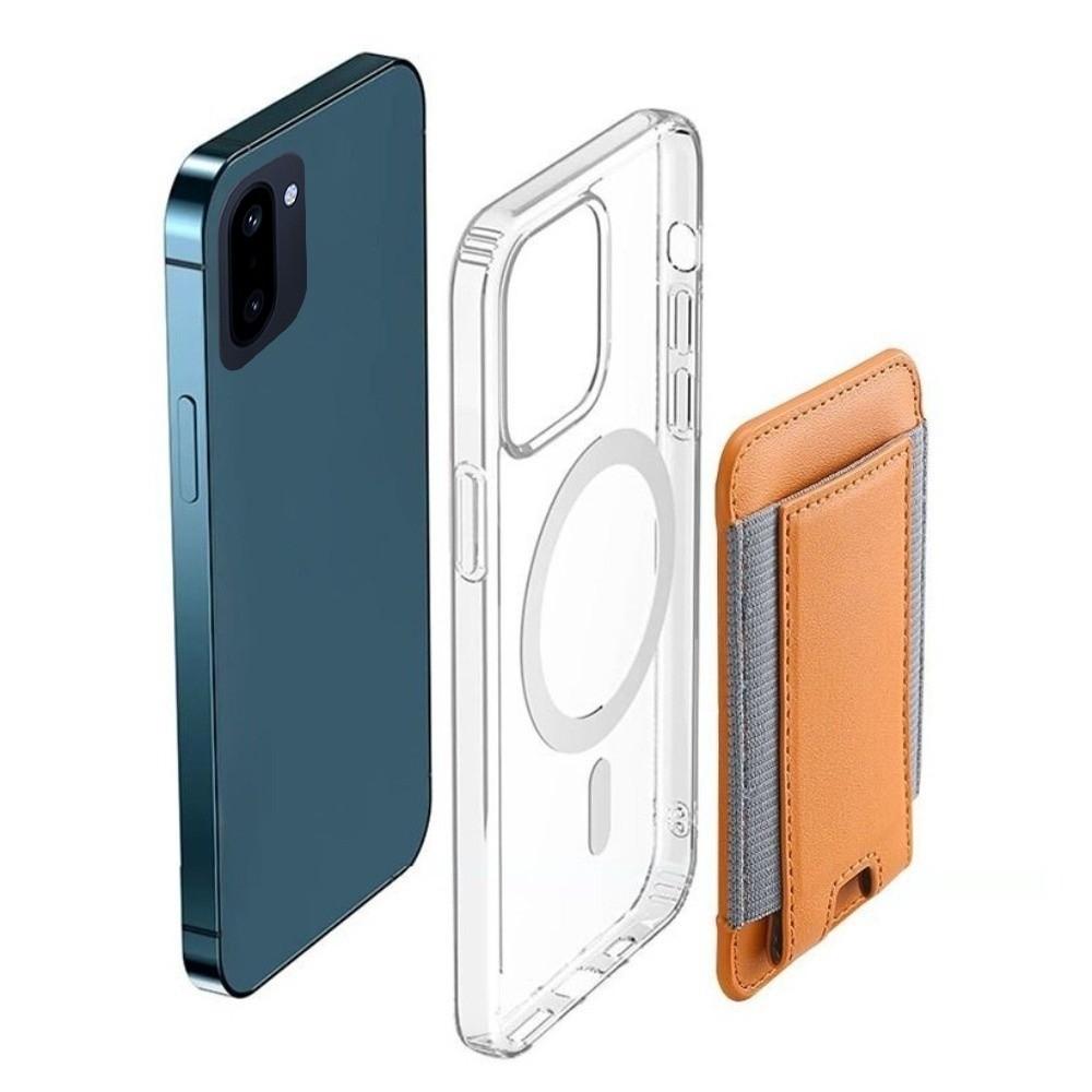 Magnetic Card Holder Solid Color Convenient Cell Phone Cardholder PU Leather Phone Back Card Bag for Iphone 13 14 15 16 17 Pro