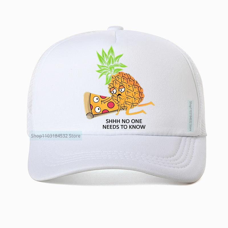 Pineapple Belongs On Pizza Funny Food Pun Baseball Cap Birthday Gift For Men Adult Summer Mesh Breathable Hat