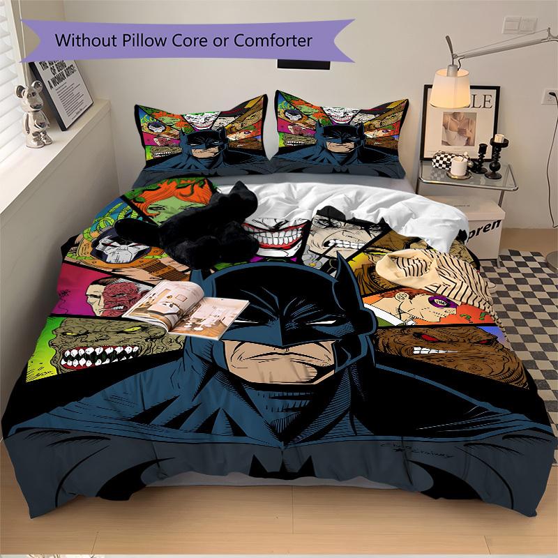 3pcs Batman Villains Bedding Set, Duvet Cover and Pillowcases Machine Washable Seasons all suitable, Design for Bedroom (No Filling)304