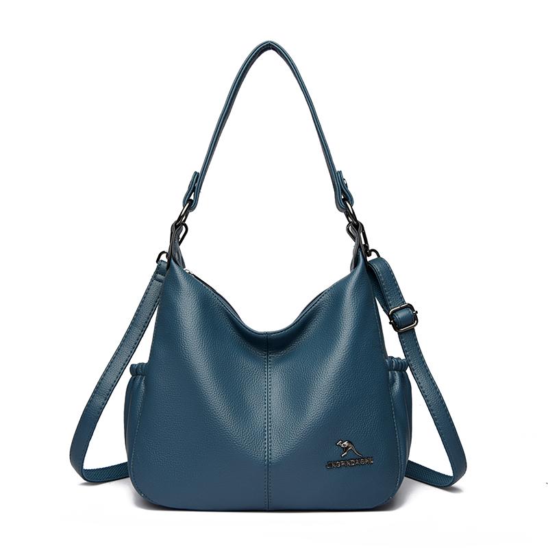 Genuine Brand Soft Leather Shoulder Bag For Women Casual Tote Bag Female Solid Color Purse Simple Design Handbag Commuting Sac