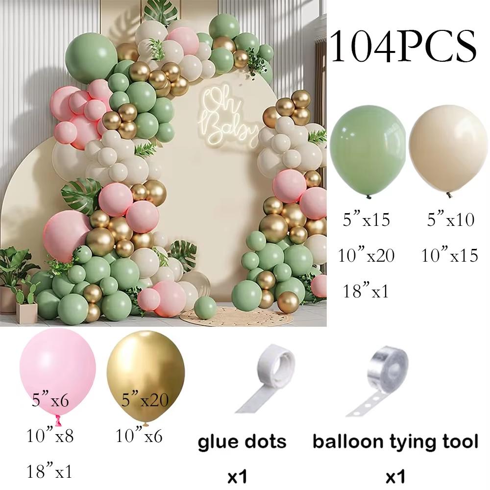 Green Balloons Arch Sage Green White Sand Gold Confetti Latex Ballon Garland Birthday Party Wedding Graduation Decoration Globos