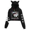 Jujutsu Kaisen Cat Ear Cropped Hoodie for Girls – Trendy Anime Fashion