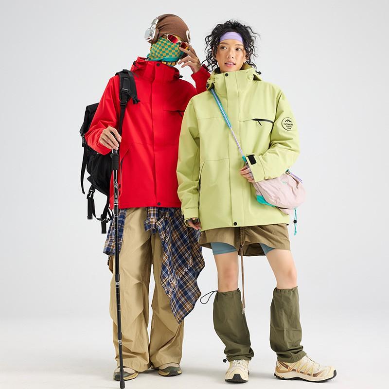 Men Women 3-in-1 Waterproof Windproof Hiking Jacket With Fleece Inner Removable Outdoor Mountaineering Coat