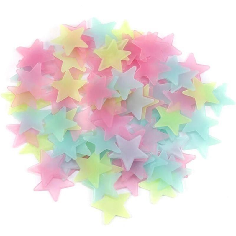 

100pcs Wall Stickers Decal Glow In The Dark Baby Children Bedroom Home Decor Color Stars Luminous Fl разноцветный