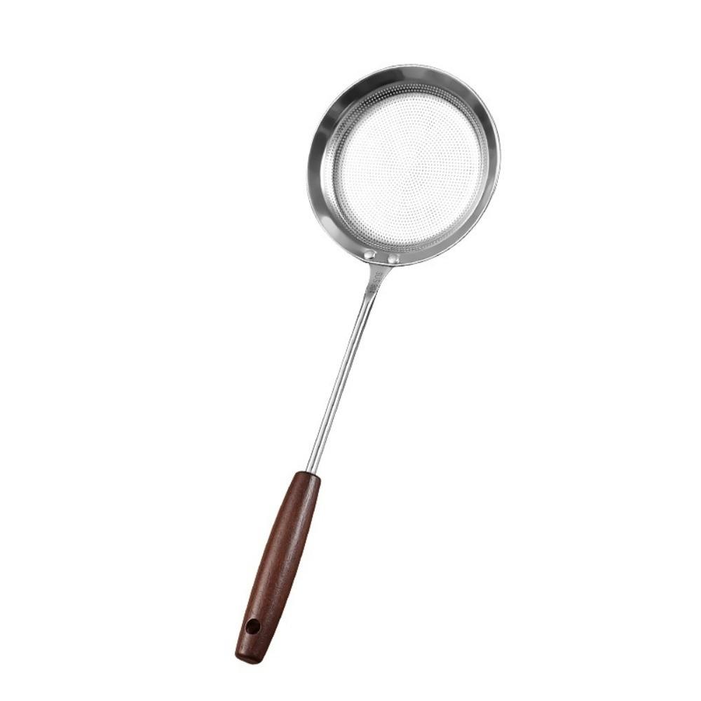 Fine Mesh 304 Stainless Steel Strainer Wooden Handle Dumpling Strainer Skimmer Spoon  Household Use
