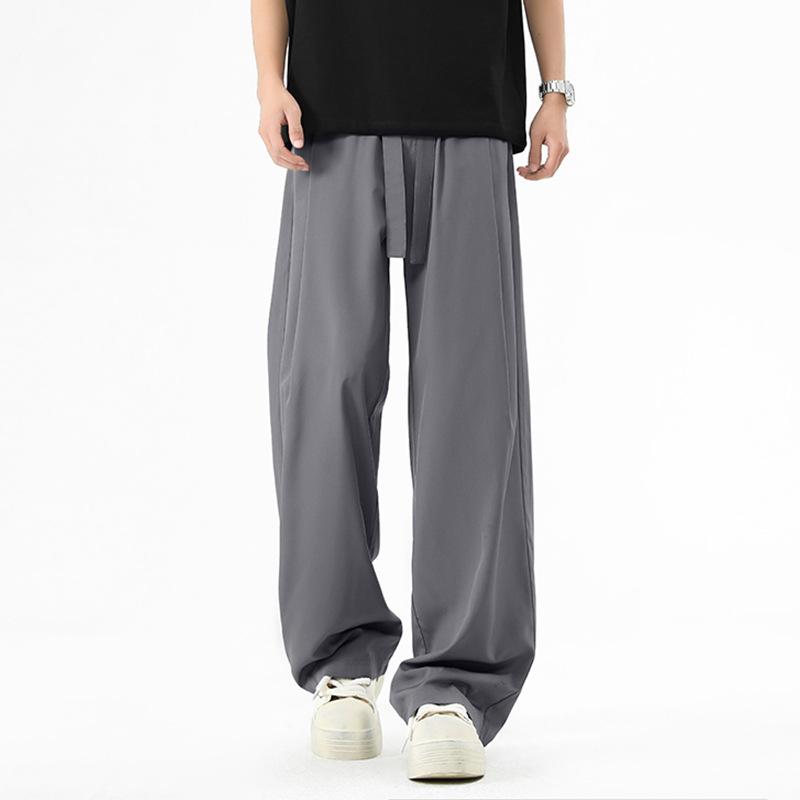 

New Draped Trousers Spring and Summer Loose Straight-leg Casual Trousers for Boys High Waist Wide-leg Trousers 4XL