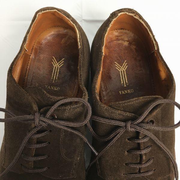1970s-80s Vintage YANKO Suede Leather Plain Toe Shoes Brown Size 6EE 24.5 Men's(USED)