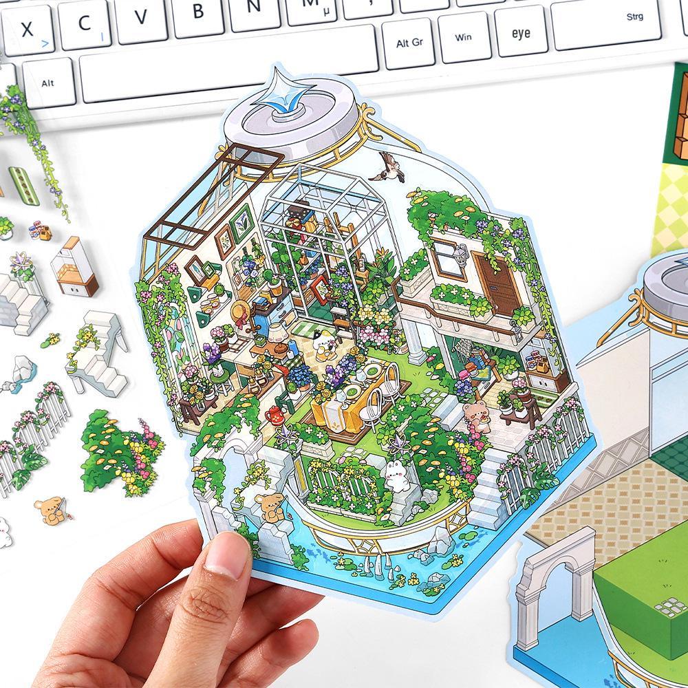 Infeel.Me PET 2.5D Landscape Sticker - Ninth Edition Mini 3D House Collage "Open for Business"
