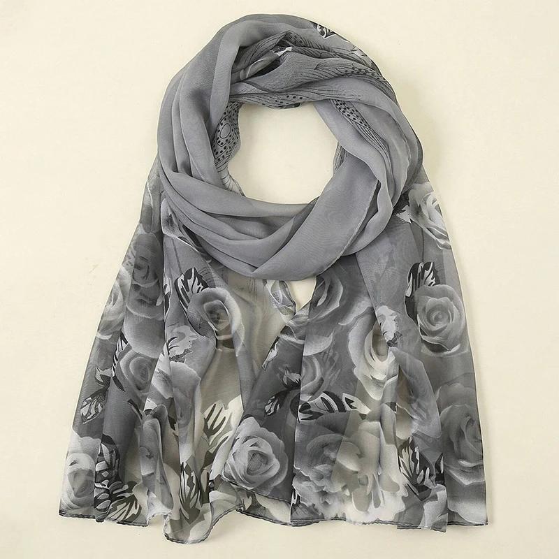 Chiffon Women Beach Scarf Floral Silk Shawls Design Print Headband Female Summer Headband Wraps Sunscreen Hijab