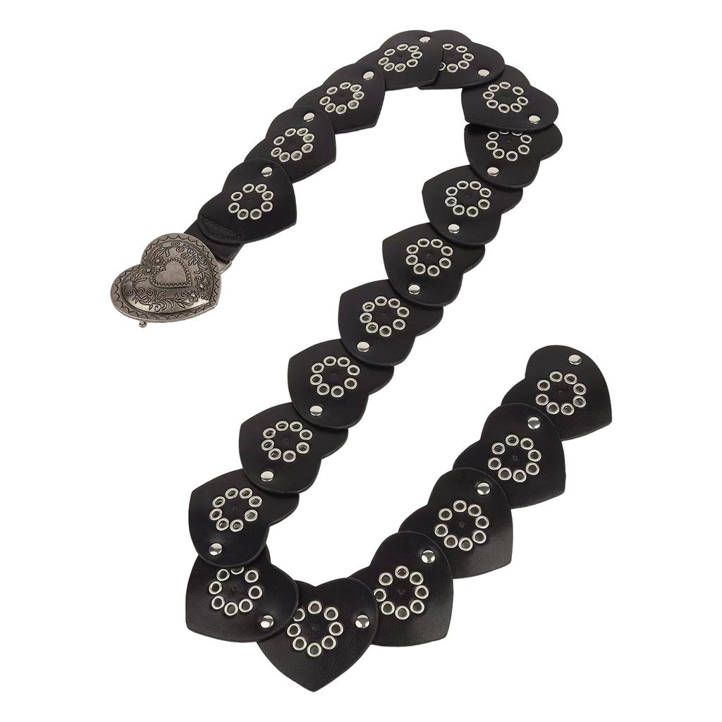 Hollowed Heart Shaped Belt Aesthetic Rivet Studded Belt Gothic Pants Belt Y2K Girl Waistband Female Western Waist Decors