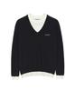 Nigaennikol Layered Round V Neck Knit_Black