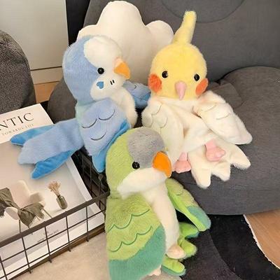 Pássaro de Pelúcia Brinquedos Macios de Pelúcia Boneca Papagaio Cosplay Boneca de Pelúcia Fantoches de Mão Brinquedo Calopsita/Periquito Kawaii Brincadeira de Faz de Conta