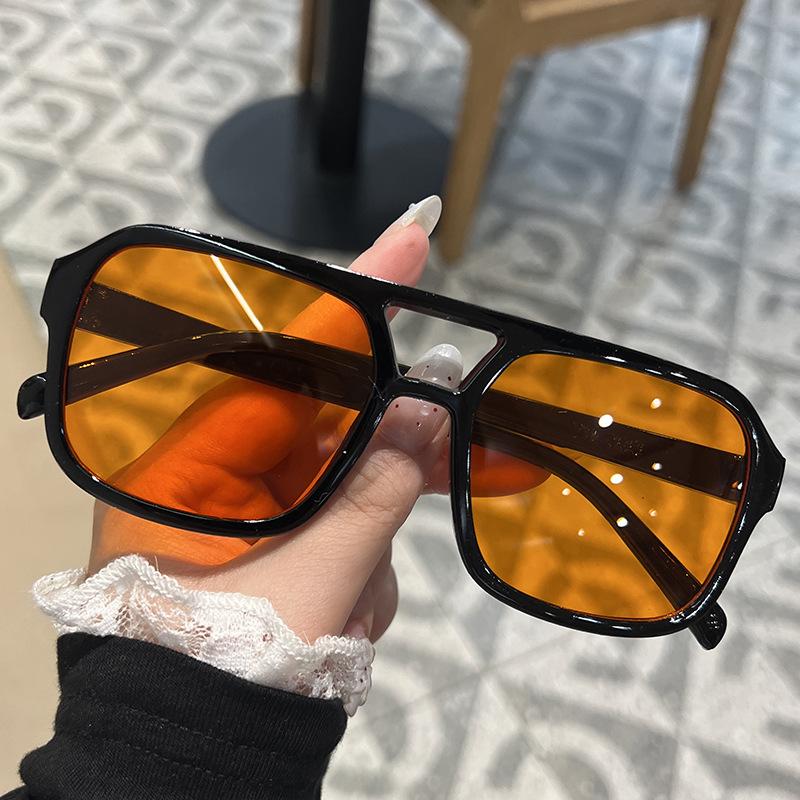 New Square Double Beam Pilot Sunglasses Personalized and Trendy Multi-color Driving Cycling Tourism Street Photography Glasses