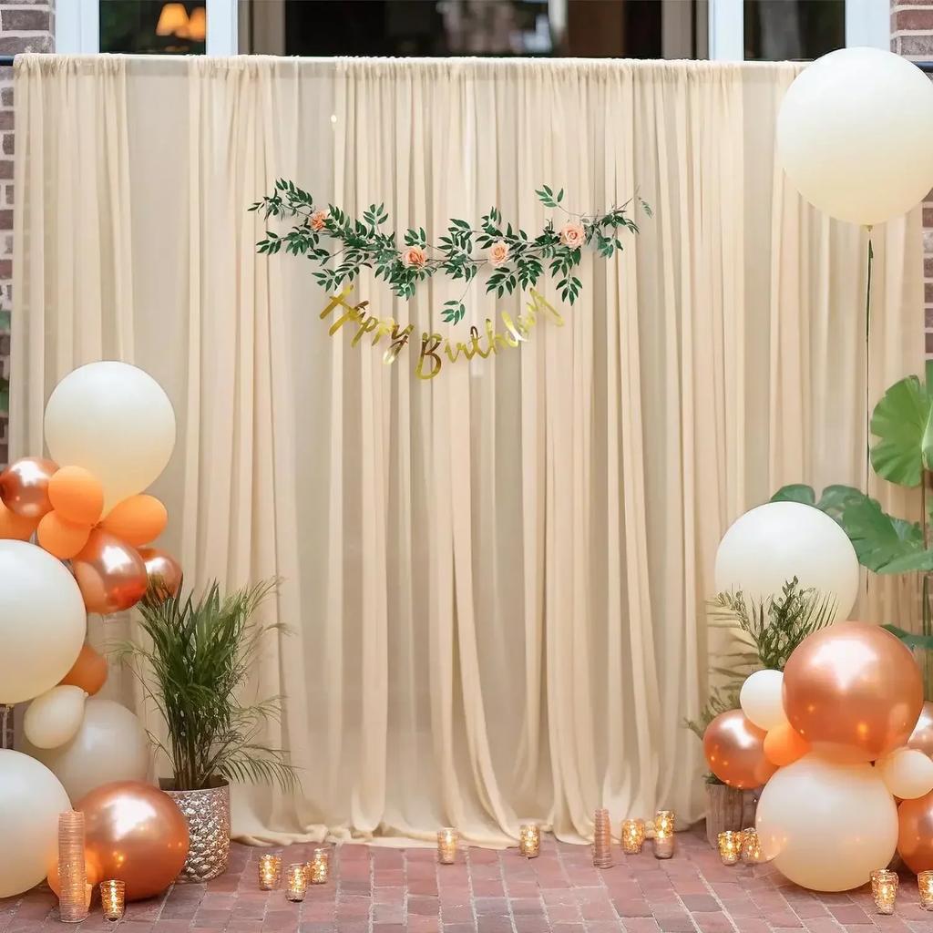 1 Panel Chiffon Backdrop Curtains, Wrinkle-Free Sheer Chiffon Fabric Curtain Drapes Wedding Ceremony Arch Party Stage Decor