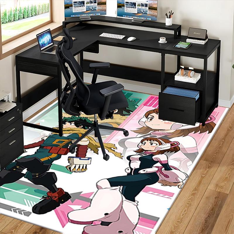 1pc My Hero Academia Gravity Chair Mat - Anime Cartoon Design Office Desk Pad, Non-Slip Carpet for Home Decor, Living Room, Bedroom, Game Room, Birthd
