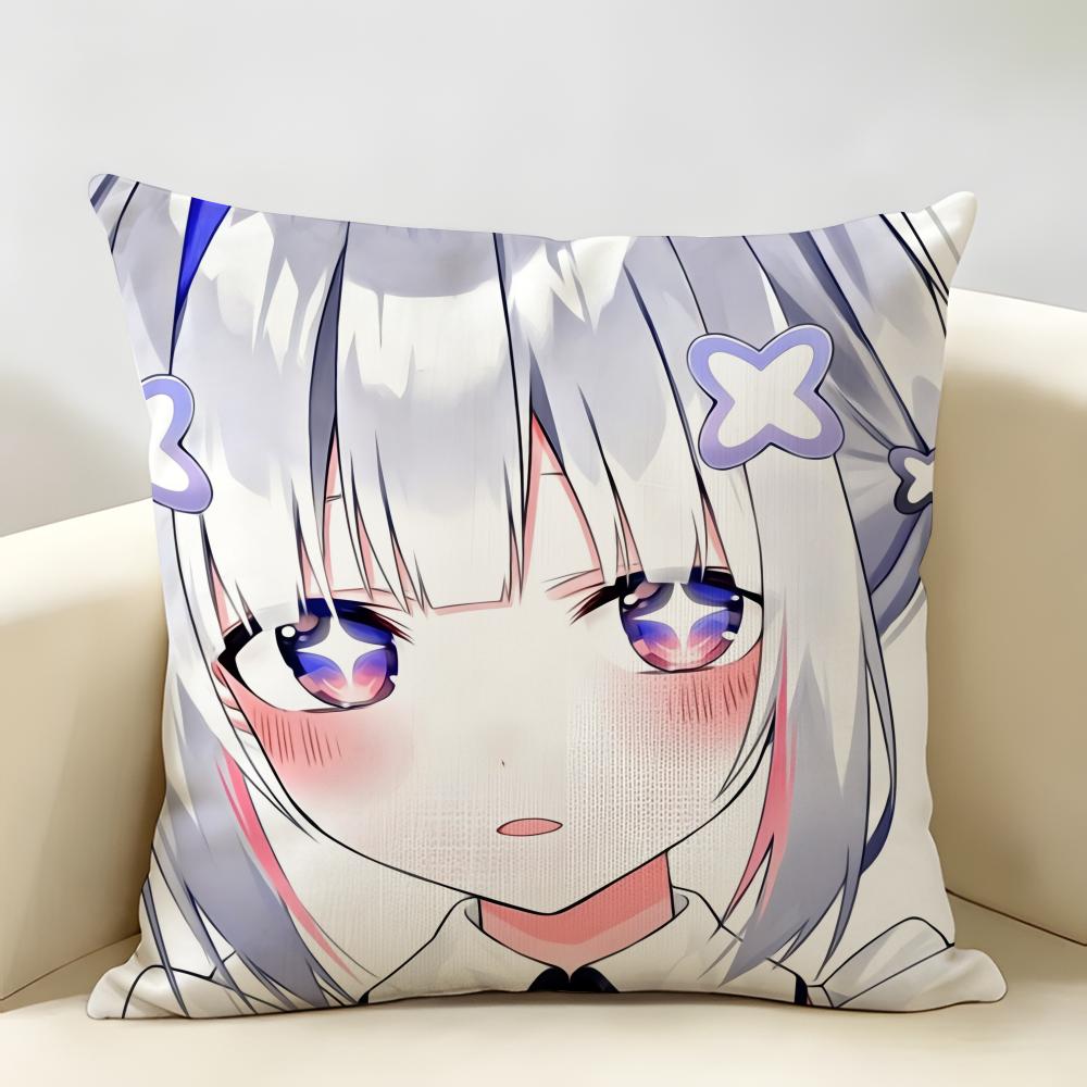 Amane KanataS Cute Cushion Cover Natural Linen Organic Fabric DoubleSided Printing Room Sofa Decor Pillow Case