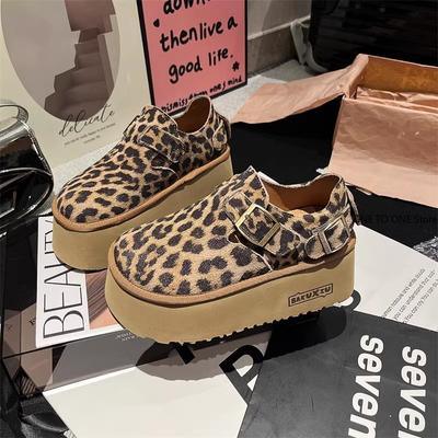 Sponge Cake Thick Sole Height Increasing Women's Boken Shoes 2024 New Autumn Single Shoes Ugly Cute Big Head Loafers Shoes
