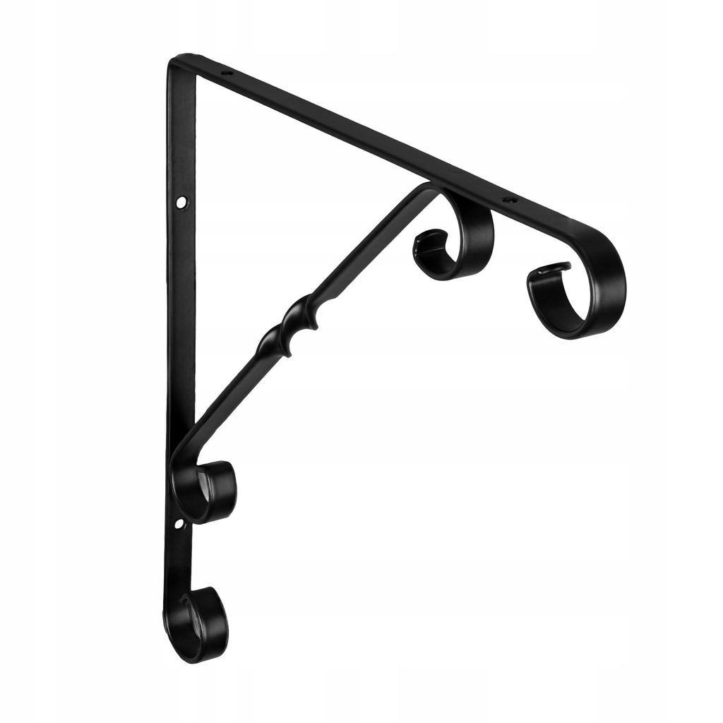 Decorative Bracket for Shelf, Tabletop, Angle Steel, Black, 400x270x30