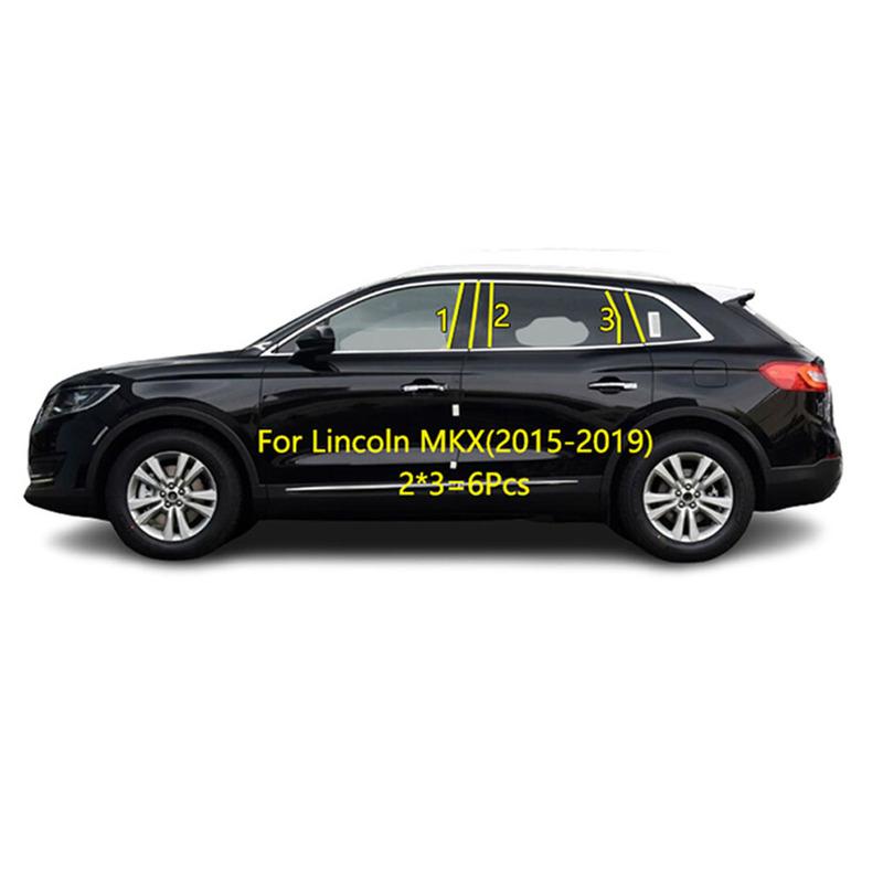 Car TPU/Glossy Mirror Pillar Post Cover For Lincoln MKX 2015 2016- Door Trim Window Piano Black Molding Sticker Plate 8pcs