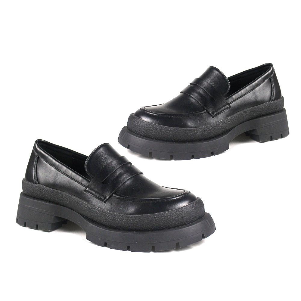 Spring Women Loafers Chunky Genuine Leather Vintage Platform Shoes High Heels Ladies Casual Shoes British Style