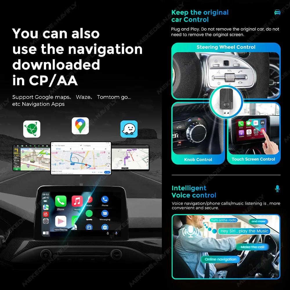 New Size 2IN1 Wireless CarPlay Adapter Android Auto Car Accessories for OEM Wired To Wireless CarPlay Dongle for Apple CarPlay