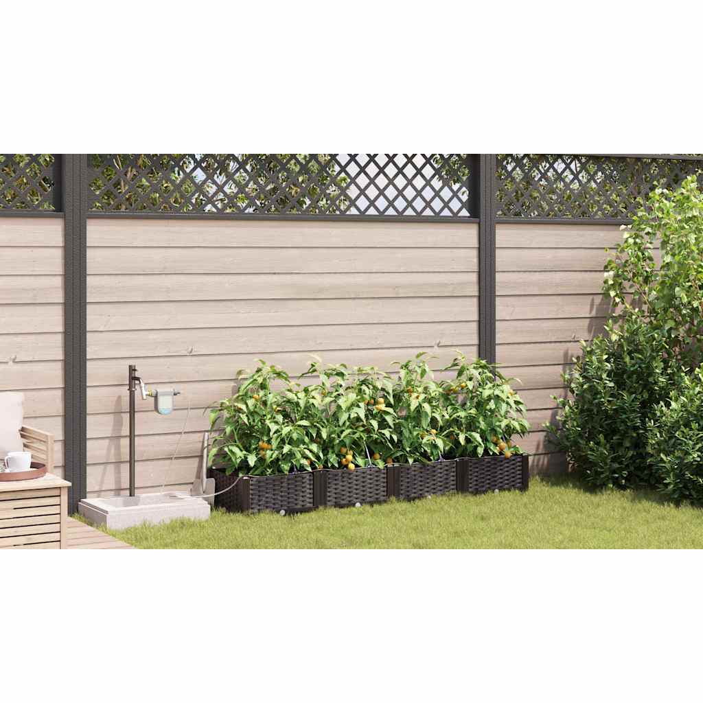 Garden Planter Set 4 pcs Brown 160 x 40 x 22 cm Plastic