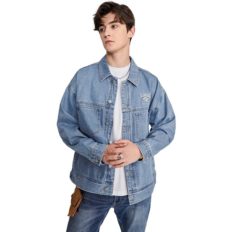 Lee Embroidered Letter Print Denim Jacket Men jackets Light-Blue LUT0066735PN00FA05011