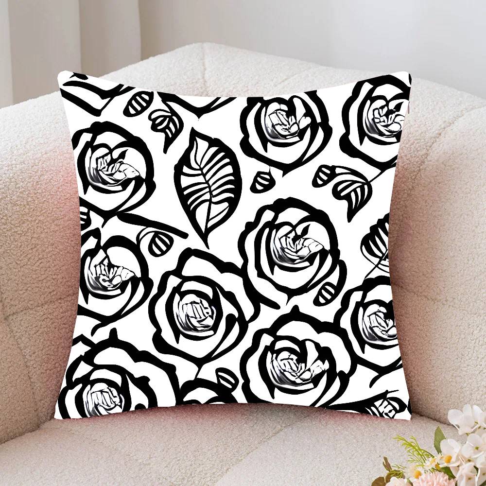 Full Screen Of Rose Blossoms Pillow Case Fashion Square Pillowcase Bedroom Sofa Room Ins Decoration Leisure