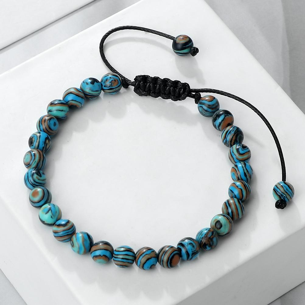4 6 8mm Malachite Beaded Bracelet Natural Stone Green Blue Braided Bangles Handmade Healing Bracelets Jewelry Gifts for Friends