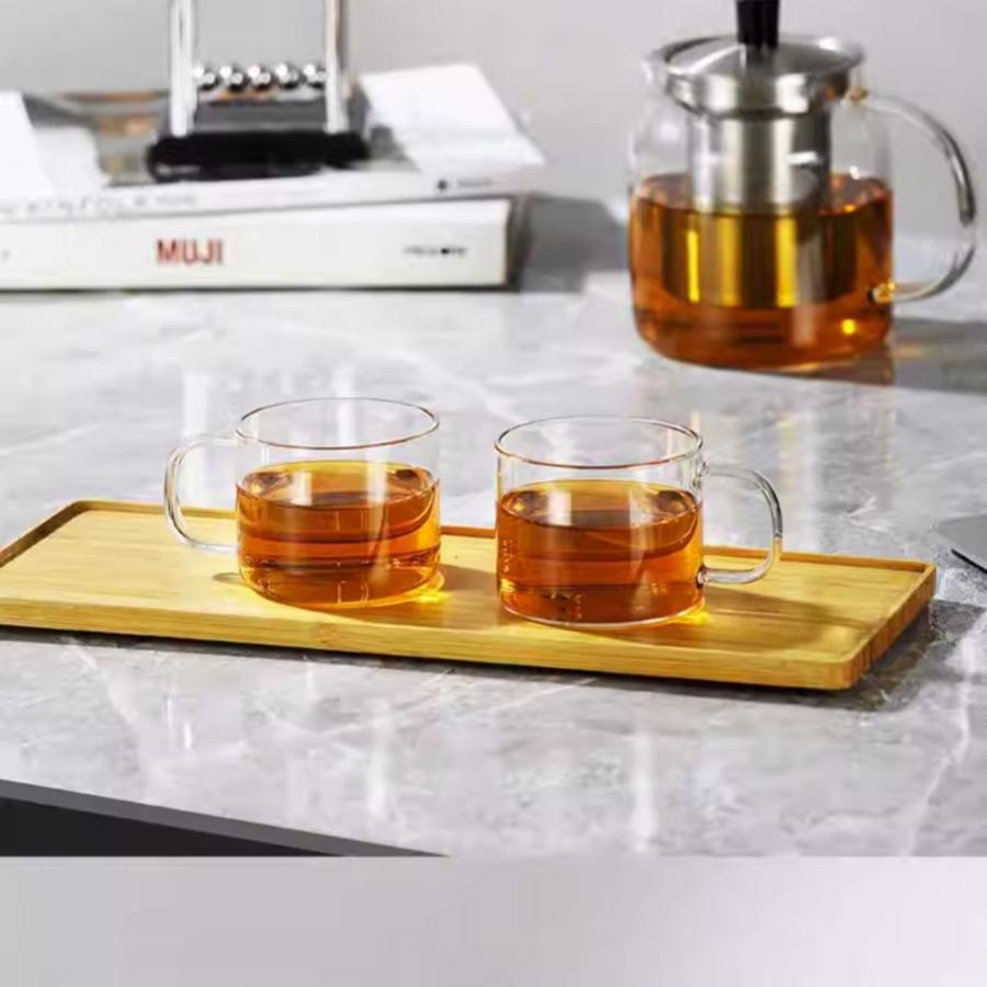 SAMADOYO Thickened Heat-resistant Glass Kungfu Tea Cup, Baijiu Cup, Small Cup, Tea Belt, Transparent Glass Water