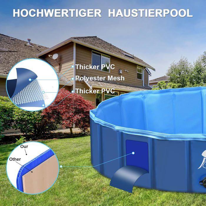 Piscine Pour Grands Chiens Et Petits Chiens - Pataugeoire Pliable Et Transportable - 160 X 30 Cm - Animaux De Compagnie, Enfants