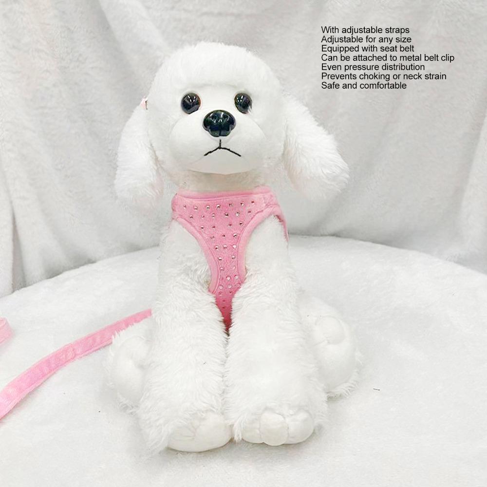 Weiches Hundegeschirr Unifarben Rosa Stabiles Band Hundeleine Set Flexibles Band Hautfreundlich Katzenleine Set Tägliches Gassi gehen