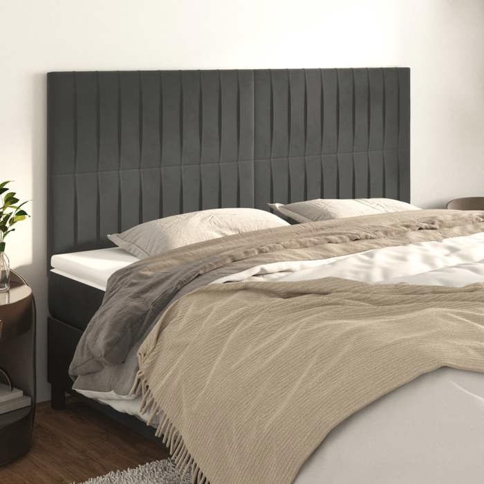 Maison Exclusive - Tête de lit Gris foncé 200 x 5 x 118/128 cm Velours