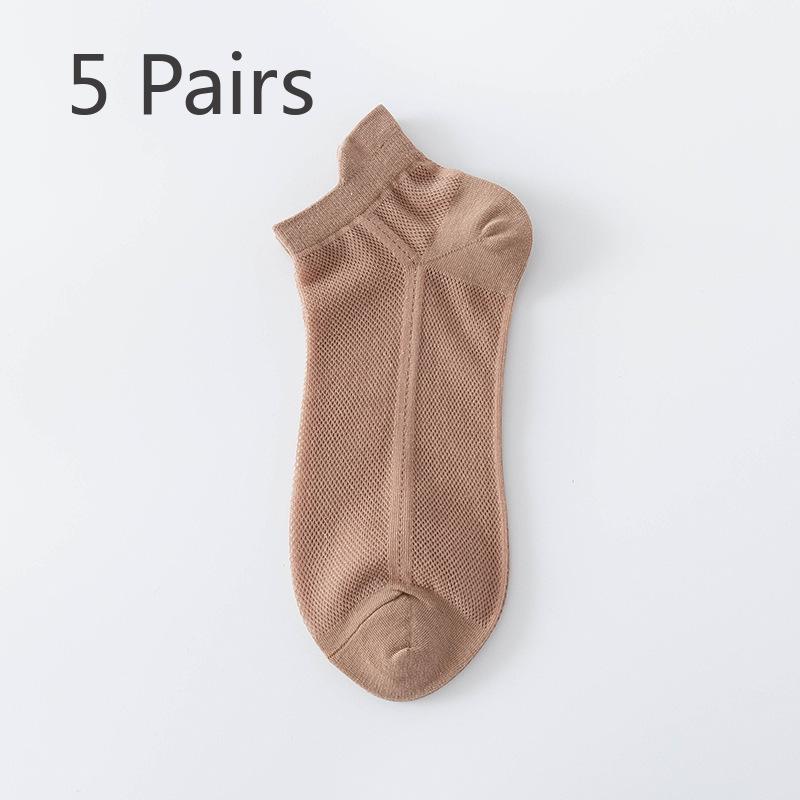 5 Perechi Șosete Bărbați Medii Tub Scurt Vară Plasă Respirabile Călcâi Subțire